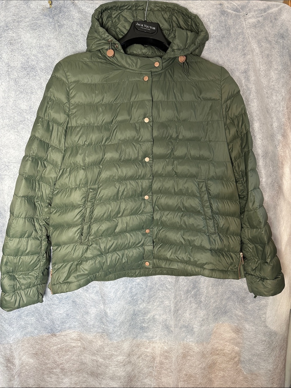 Women's Hooded Olive Puffer Jacket